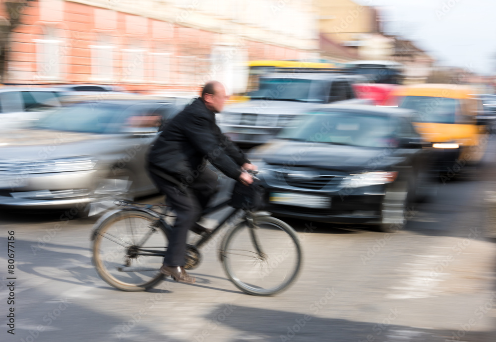 Cyclist on zebra crossing