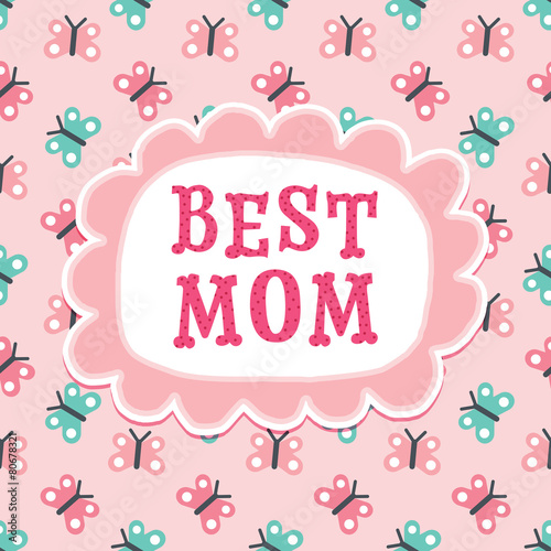 cute mothers day or birthday card best mom butterflies peach