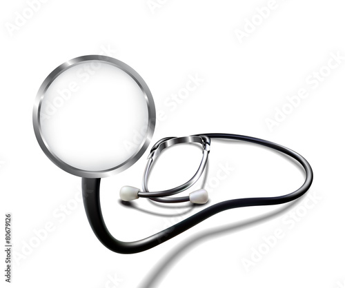 realistic stethoscope on a white background.