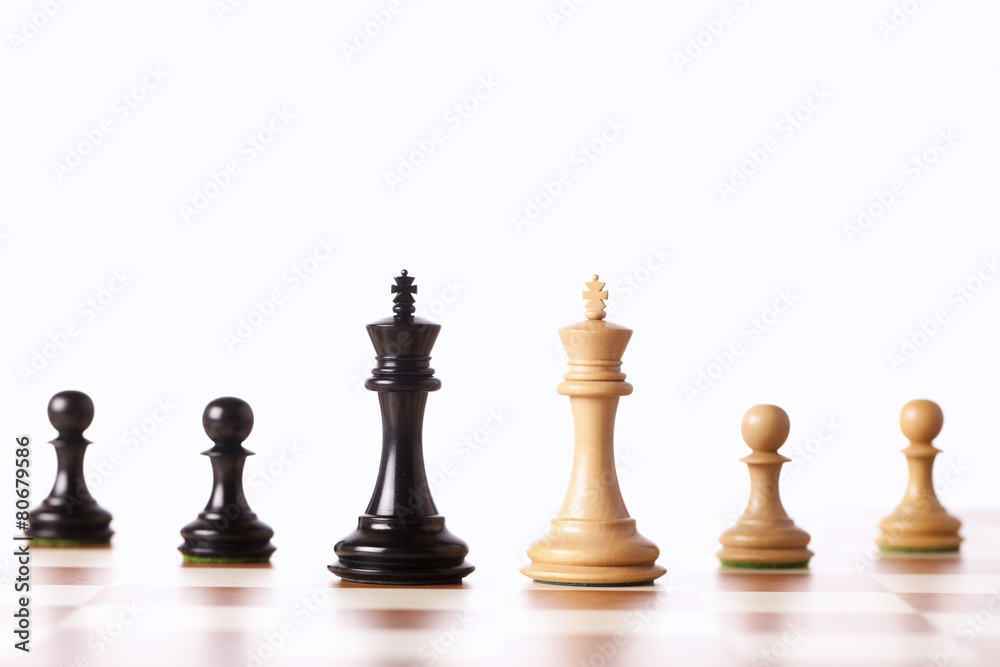 Mixed black and white chess pieces Mixed black and white chess pieces