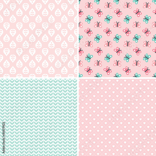 cute seamless background patterns in peach pink and mint