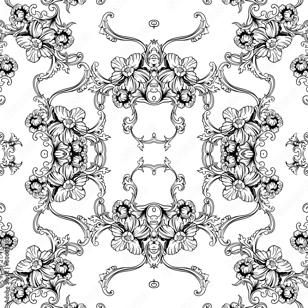 Seamless vector background. Baroque pattern.