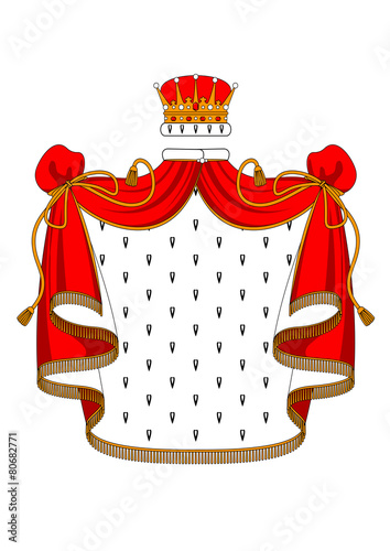 Royal red velvet mantle with golden crown