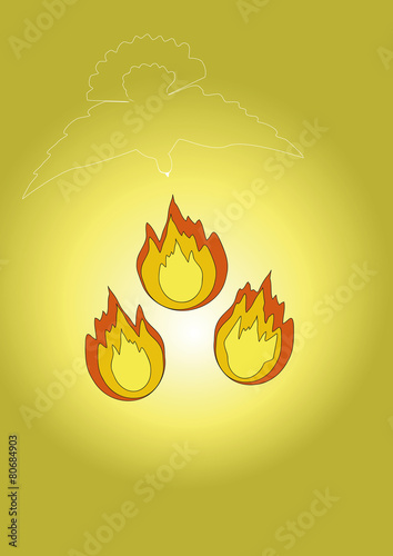 Taube als Symbol für den hl. Geist und Flammen