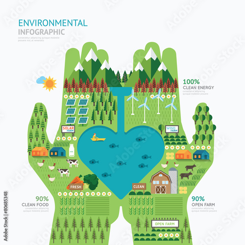 Infographic nature care hand shape template design.save nature c