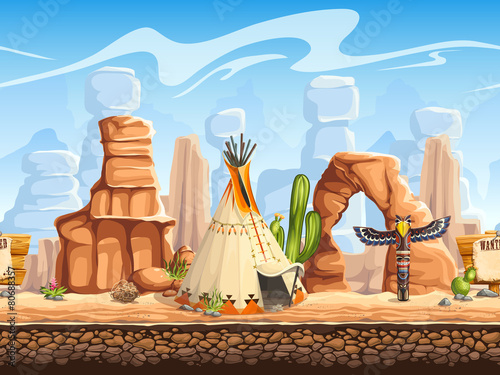 Tileable horizontal background wild west. Set3