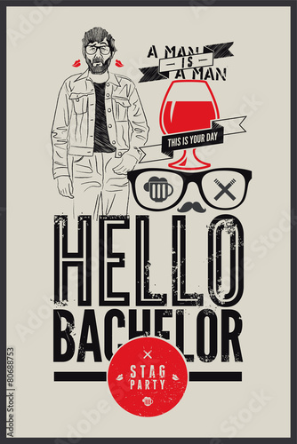 Poster for stag party "Hello Bachelor!"