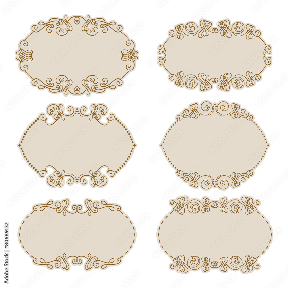 Vector set of gold decorative borders, frame