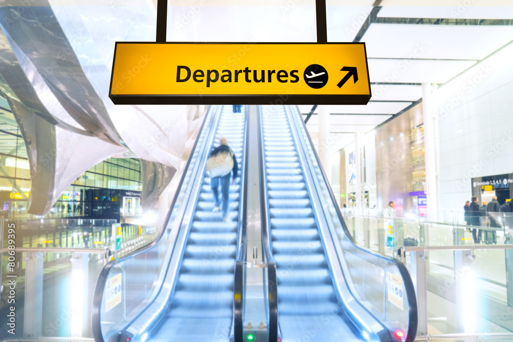 Naklejka premium Flight, arrival and departure board at the airport