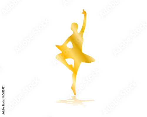 Ballet dancer illustration in gold