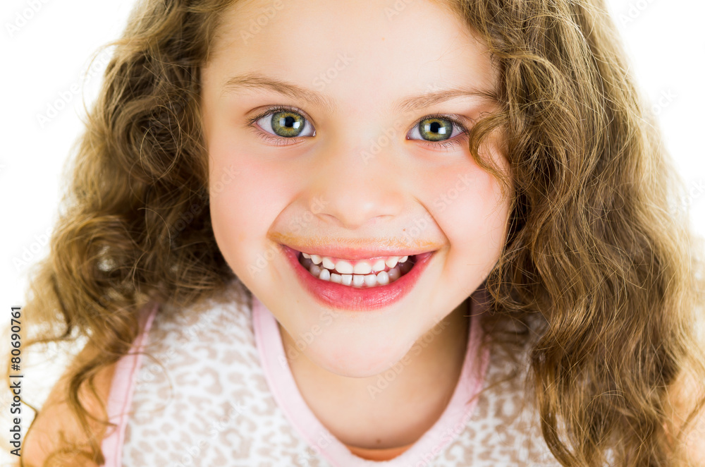 Cute little preschooler girl with chocolate milk mustache Cute little preschooler girl with chocolate milk mustache