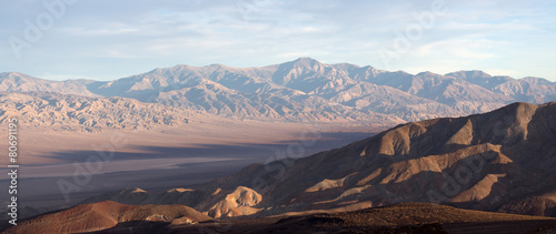 Death Valley in sunset light with dried lake