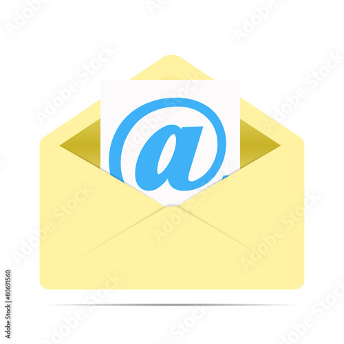 Yellow envelope letter with shadow vector illustration