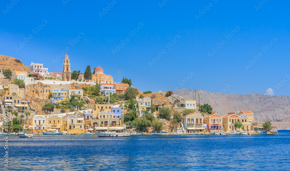 The capital of the island of Symi - Ano Symi. Harani area. Greec