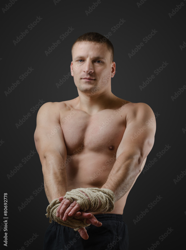 Naklejka premium A young Thai boxer