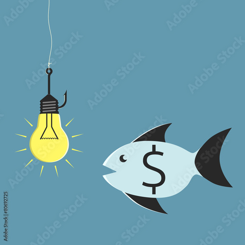 Lightbulb, hook and fish