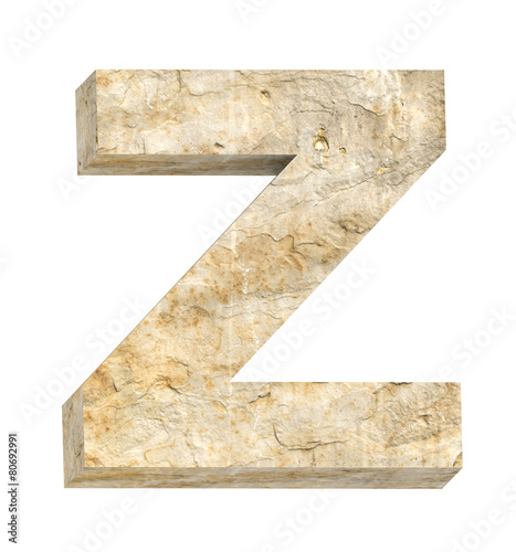 One letter from sandstone alphabet set isolated over white. 