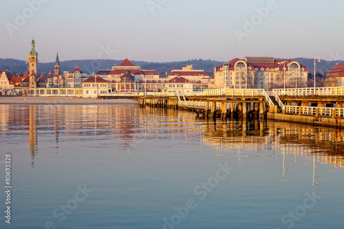 View from the pier on the architecture of Sopot, Poland