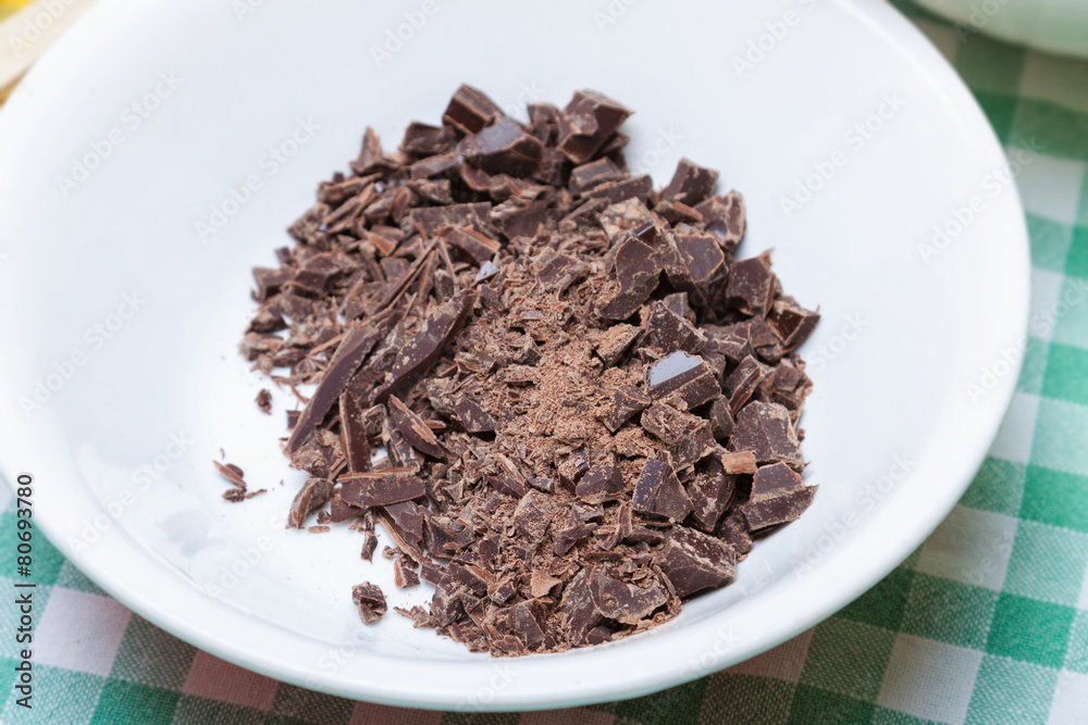 Chopped chocolate in the bowl Chopped chocolate in the bowl