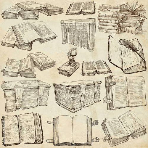 Books. Pack of an hand drawn illustrations photo