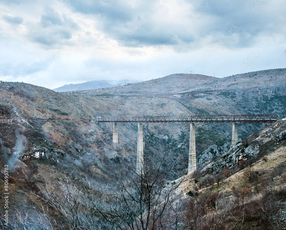 The highest railway bridge in Europe near Kolasin