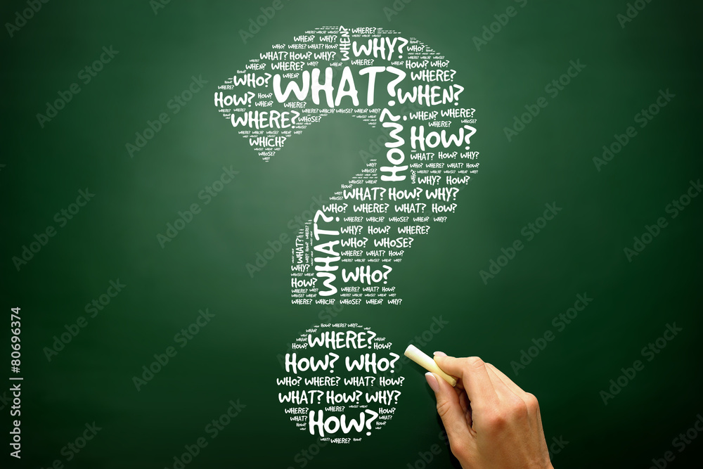 Question mark, Question words business concept on blackboard Stock ...