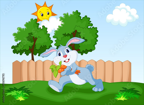 Cute cartoon rabbit holding a carrot