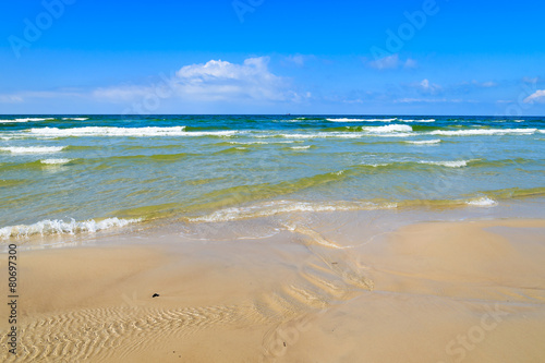Waves on Baltic Sea beach near Leba  Poland