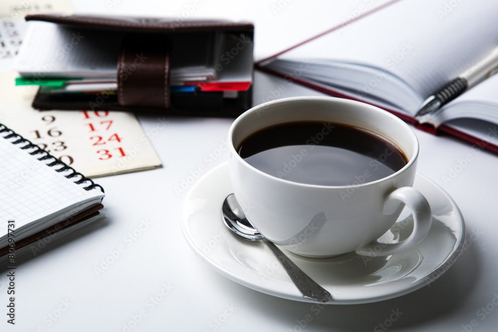 Business still life breakfast Business still life breakfast
