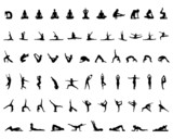 Silhouettes of yoga and gymnastics, vector