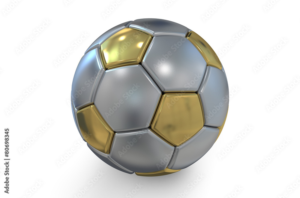 Fototapeta premium golden and silver soccer ball