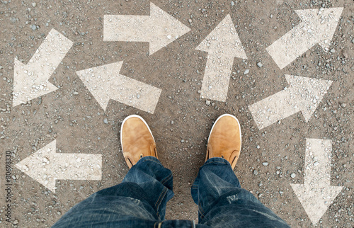 yellow boots on the road