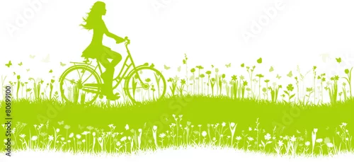 Obraz Fahrradfahrerin Vektor Hintergrund Silhouette