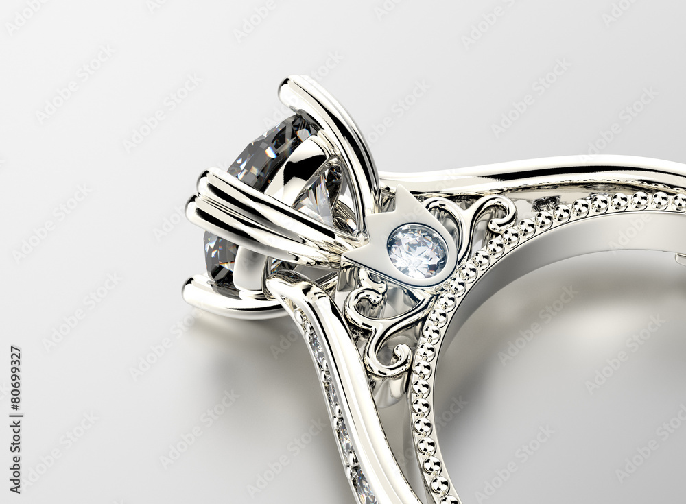 Golden Engagement Ring with Diamond