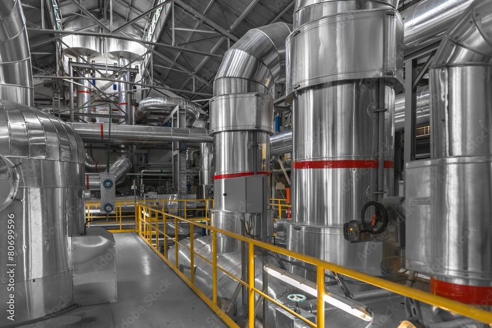 Industrial pipes in a thermal power plant Industrial pipes in a thermal power plant