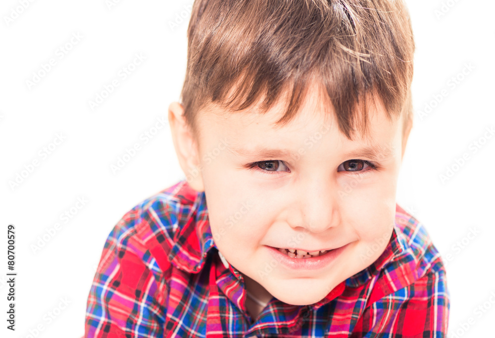 funny smiling boy portrait on white background funny smiling boy portrait on white background