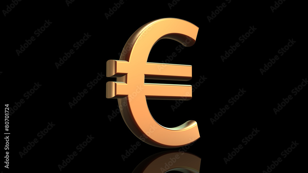Fototapeta premium Euro sign in gold isolated on black background