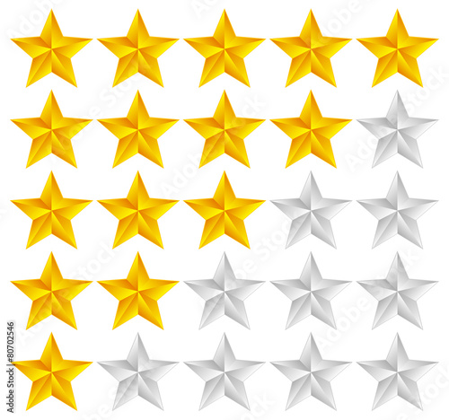 Star Rating Template Vector with 3d stars