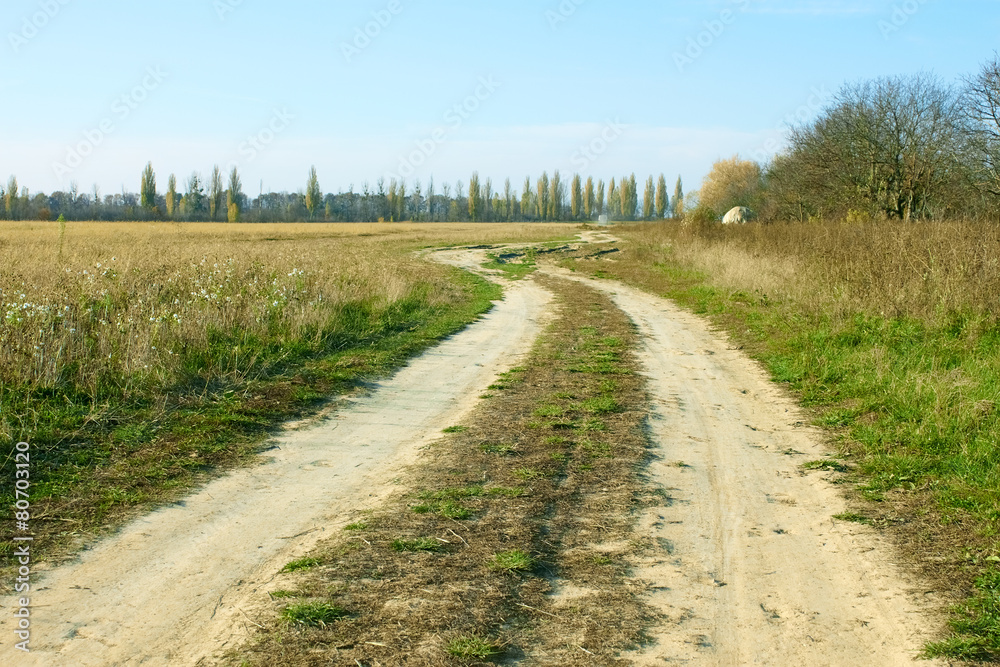 Rural ground road in autumn