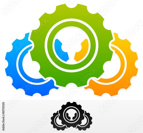 Gears Composition. Colorful and Black Version
