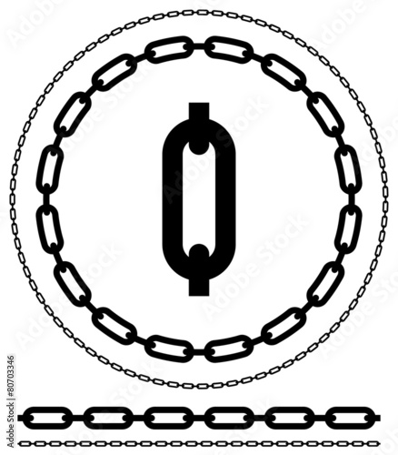 Chain, Chain Link Silhouette Isolated. Circles and Straight Line