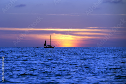Sailboat People Sunset Silhouette