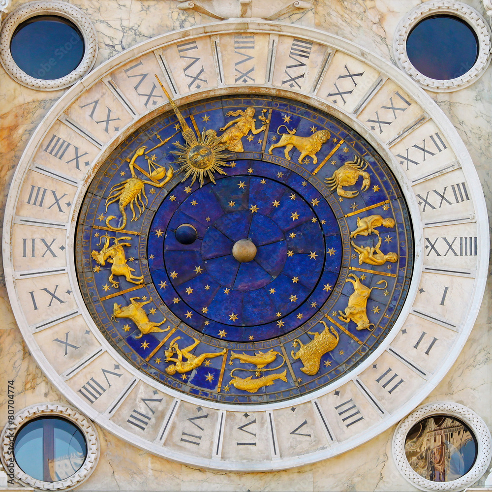 Naklejka premium Zodiac clock
