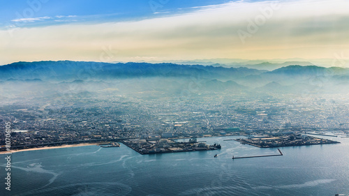 Aerial View of Osaka City in Japan