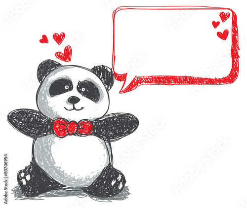 panda doodle with bubble speech