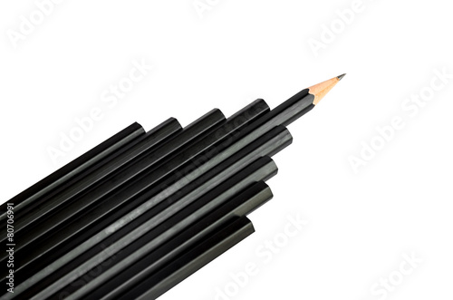 Black pencil isolated on white background.
