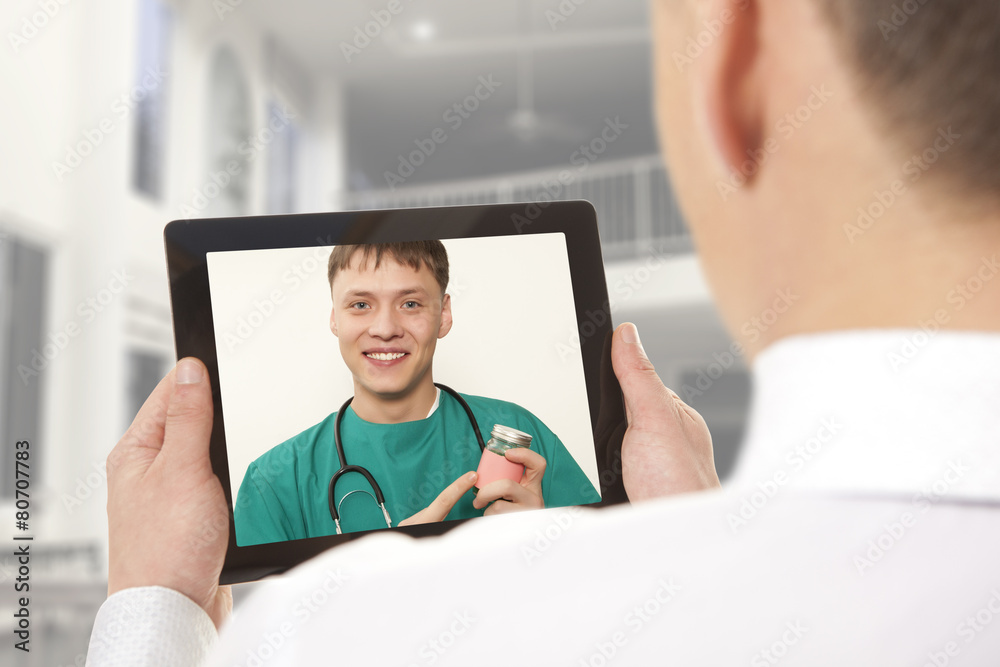Fototapeta premium Video chat with doctor