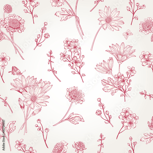 Seamless pattern with flowers.