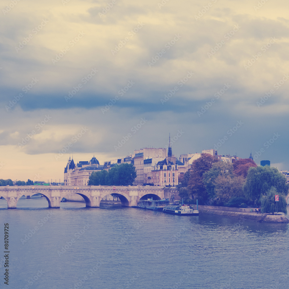 Fototapeta premium View of island Isle de la Cite. Paris, France.