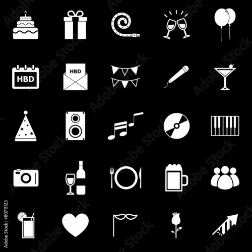 Birthday icons on black backgound
